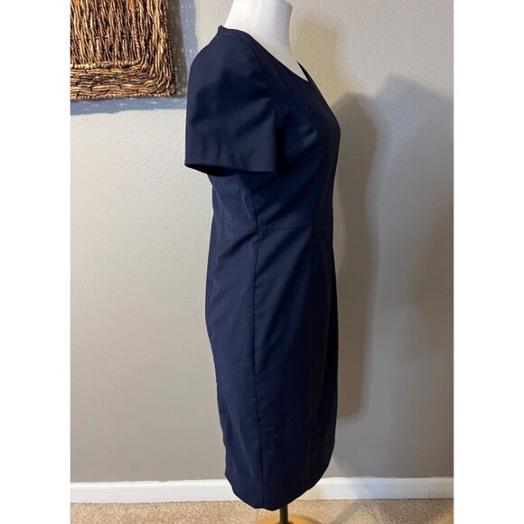 Brook Taverner Dress Stretch 10 EU 8 US Wool Short Sleeve Navy Blue NEW NWOT - Picture 5 of 10